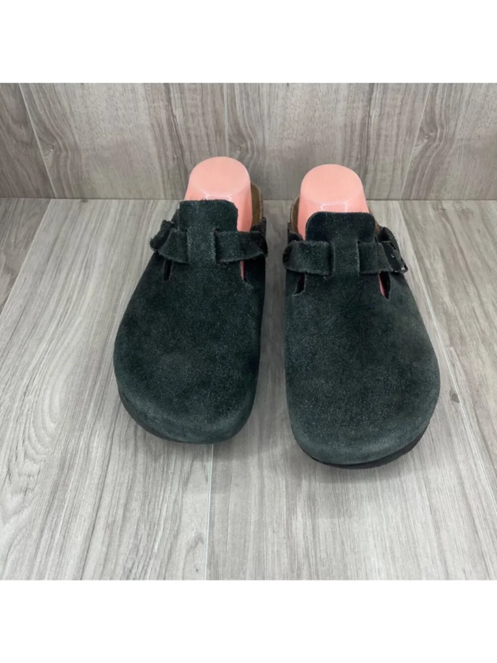 Birkenstock Boston Mule Clogs Mens EU 45 Black Suede Slip On Shoes